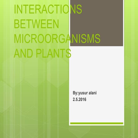 Interactions between microorganisms and plants
