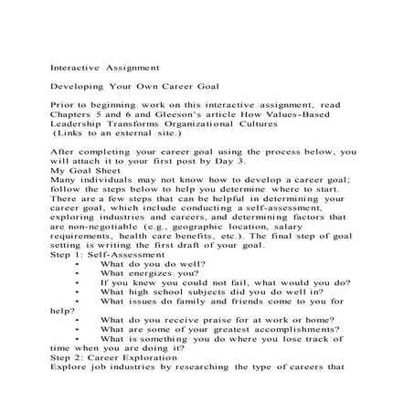 Interactive assignment developing your own career goalpri