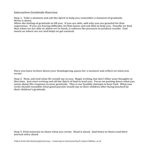 Interactive Gratitude Exercise