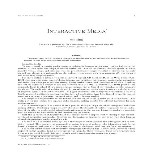 Computer Based Interactive media