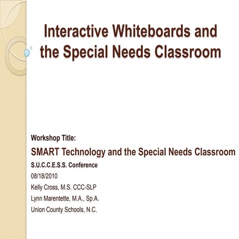 The Special Needs Classroom and Interactive Whiteboards