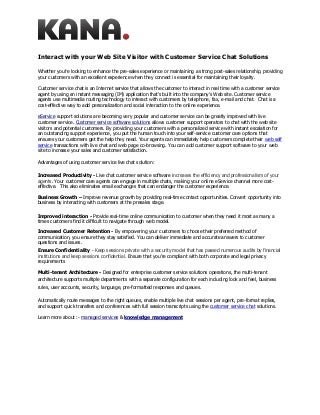 Interact with your Web Site Visitor with Customer Service Chat Solutions