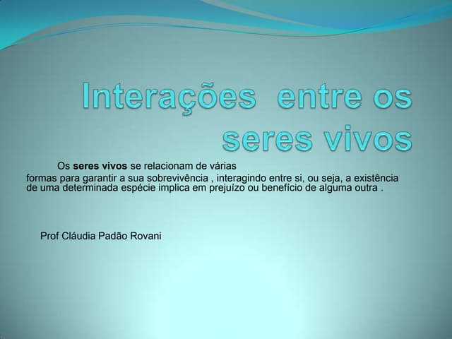 Interações  entre os seres vivos