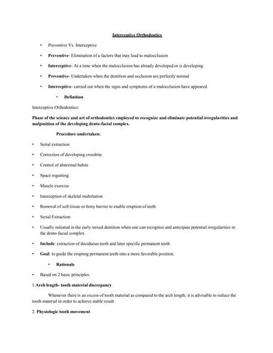 Interceptive orthodontics