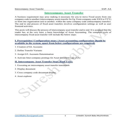 Intercompany assets transfer