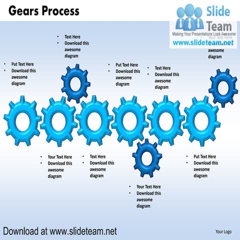 Interconnected gear pieces  smart arts process 6 stages powerpoint presentati...
