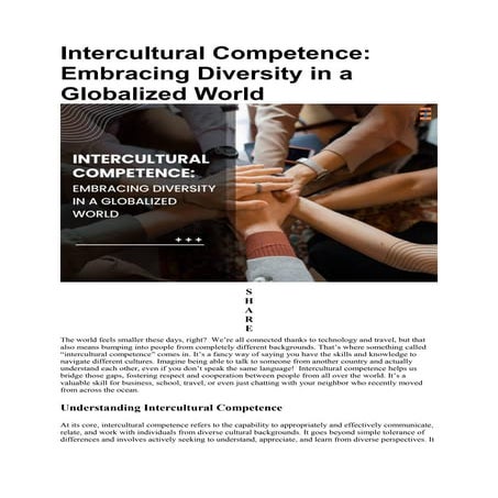 Intercultural Competence: Embracing Diversity in a Globalized World