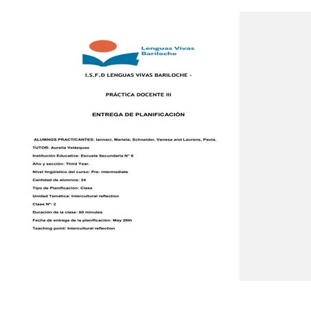 Interculturality lesson 2  laurens schneider_iannaci_practica docente_iii - pass