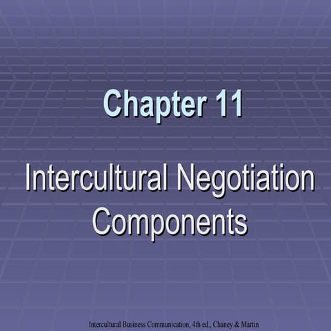 Intercultural Negotiation Components Chapter 11