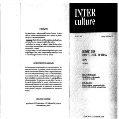 Interculture 15 le defis des droit collectifs