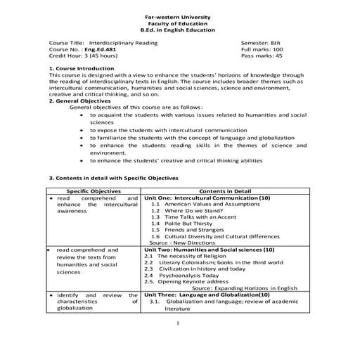 Interdisciplinary reading