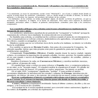 Intereses económicos de la Metrópol...