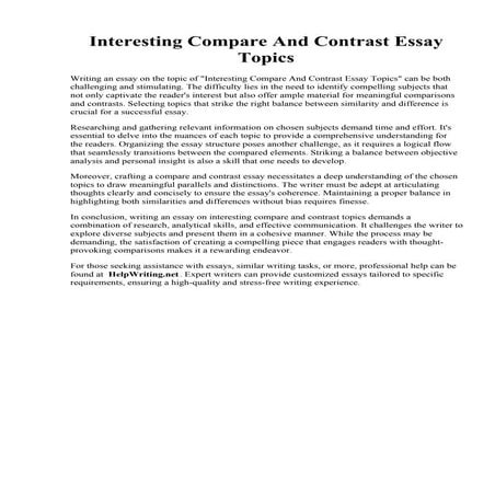 Interesting Compare And Contrast Essay Topics