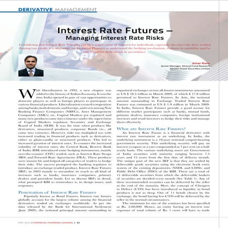 Interest Rate futures - Managing Interest Rate Risks
