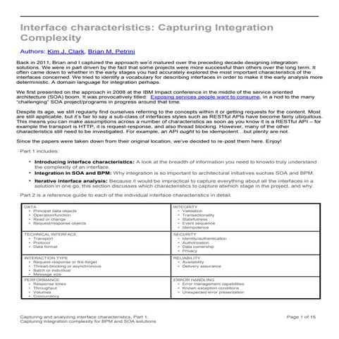 Interface characteristics - Kim Clark and Brian Petrini