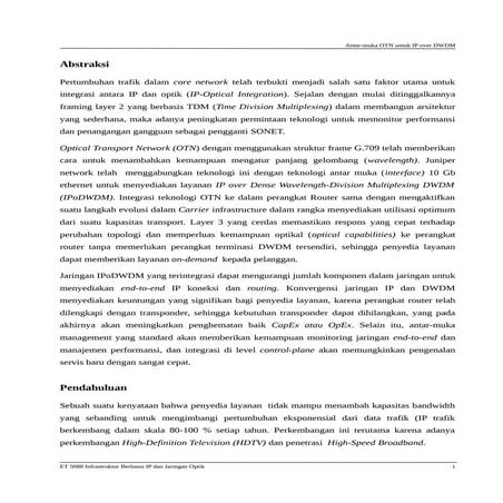 Interface OTN untuk IP over DWDM