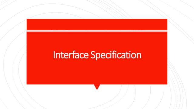 Interface specification