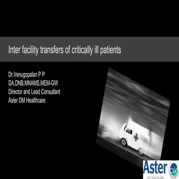 Interfacility transfers of critically ill patients  nbe e learning/ PACE 2018