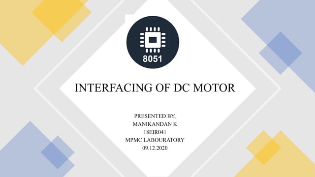 Interfacing of dc motor with 8051 micro controller ,L293D