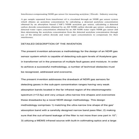 Interference compensating ndir gas sensor for measuring acetylene