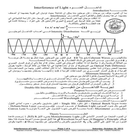 Interference of light in arabic