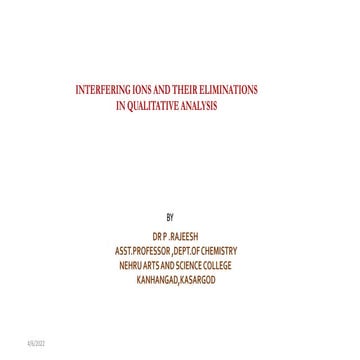 Interfering radicals in qualitative analysis