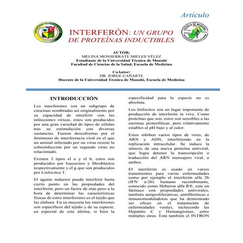 Interferón: UN GRUPO DE PROTEÍNAS INDUCTIBLES