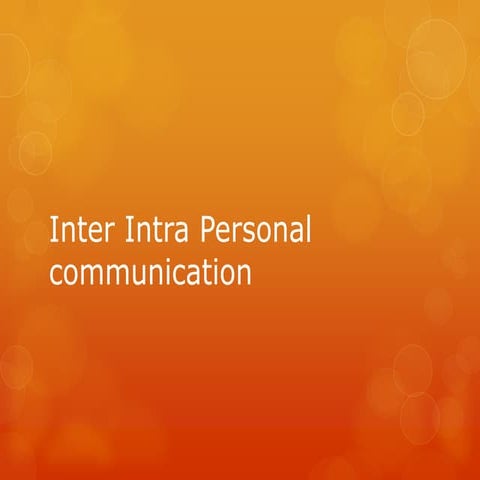 Inter intra personal communication