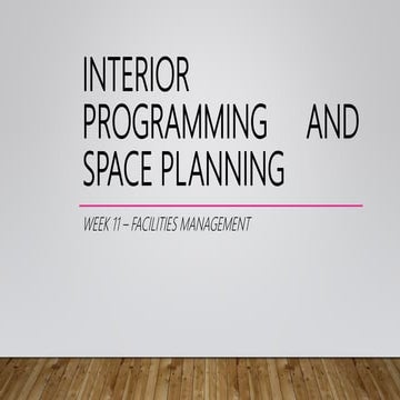 Interior Programming and Space Planning