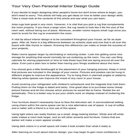 Your Very Own Personal Interior Design Guide