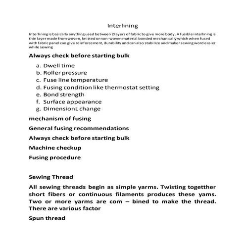 Interlining and button