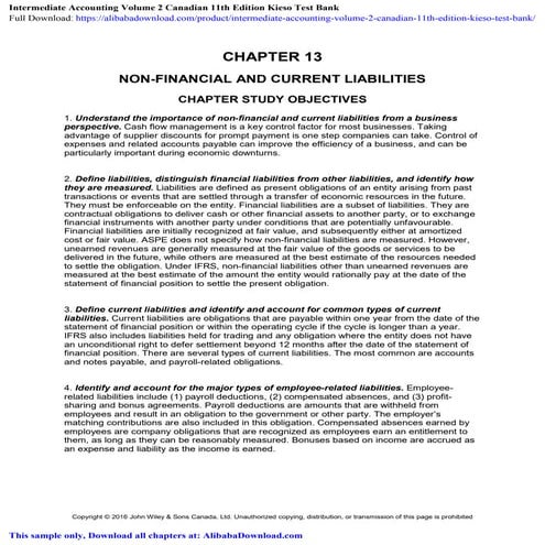 Intermediate Accounting Volume 2 Canadian 11th Edition Kieso Test Bank