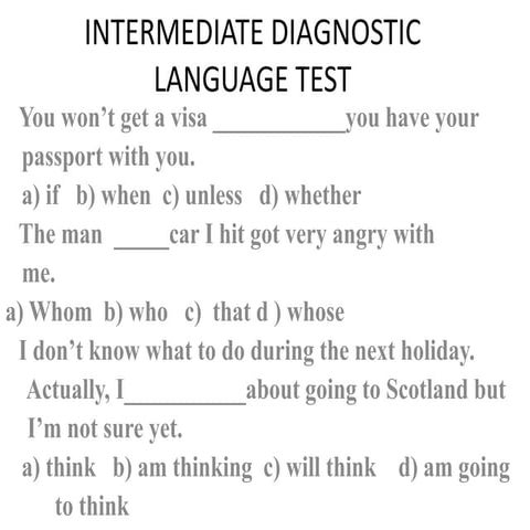 Intermediate diagnostic language test