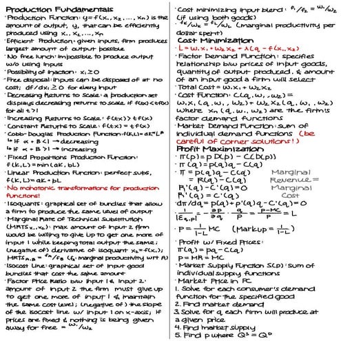 Intermediate Microeconomic Theory Cheat Sheet 3