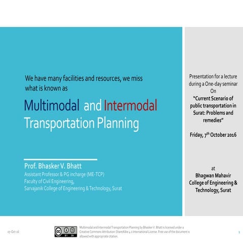 Multi-modal and Inter-modal transportation planning