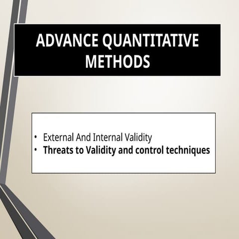 Understanding External and Internal Validity in Advanced Quantitative ...