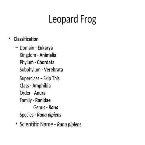 Detailed study of frog (rana tigrina) | PPTX