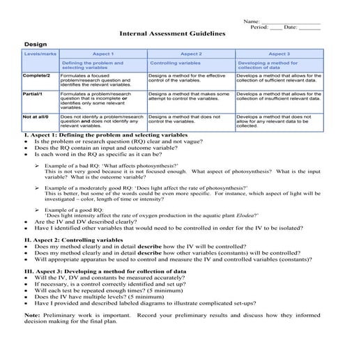 Internal assessment guidelines