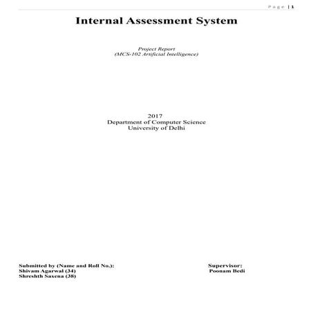 Internal assessment marking system