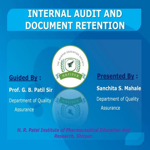 Internal audit and document retention