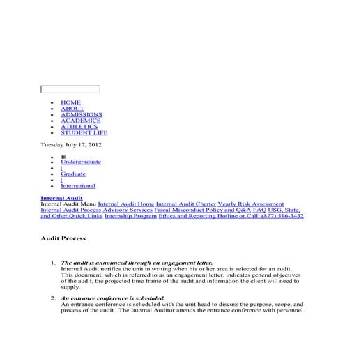 Internal audit procedure