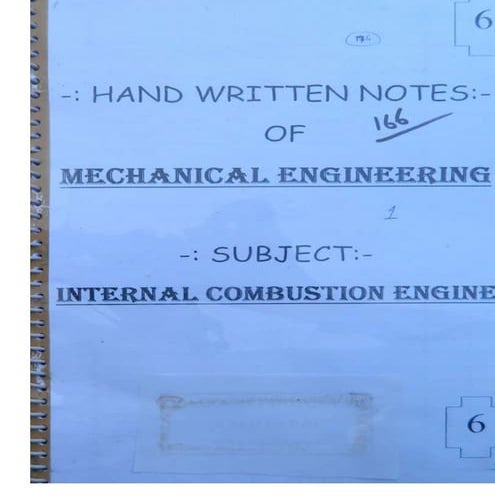 Internal Combusion Engine Handwritten classes Notes (Study Materials) for IES...