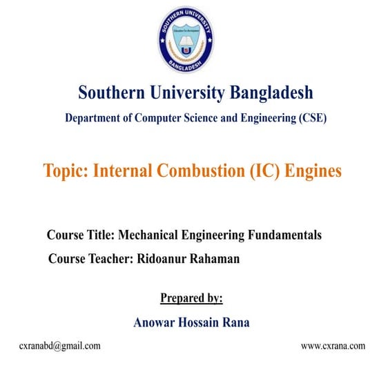 Internal combustion (ic) engines