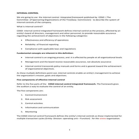 Internal control.. control env