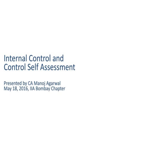 Internal control and Control Self Assessment