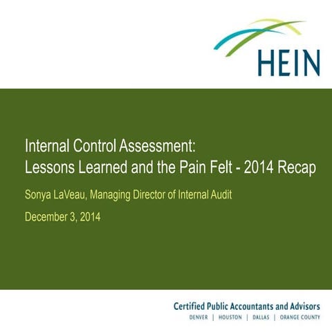Internal Control Assessment: Lessons Learned and the Pain Felt - 2014 ...
