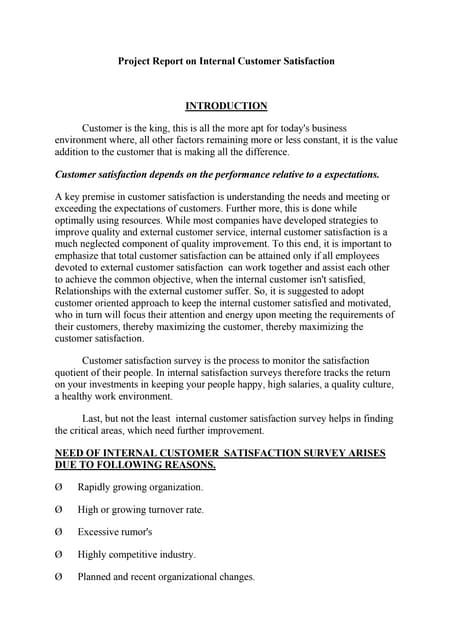 Internal customer satisfaction