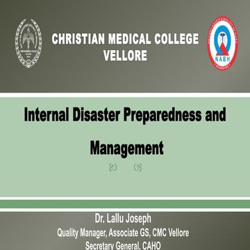 Internal Disaster Preparedness and Management in Hospitals