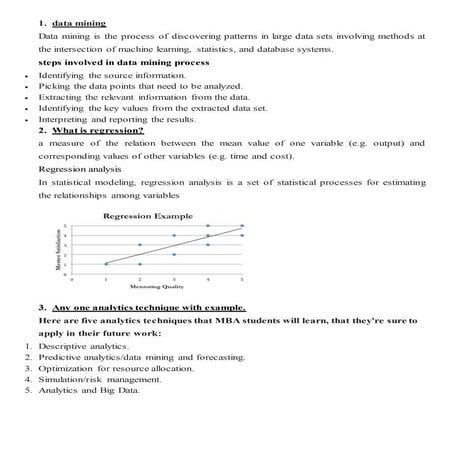 Exam Short Preparation on Data Analytics