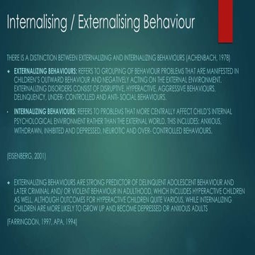Internalising and Externalizing Behaviours